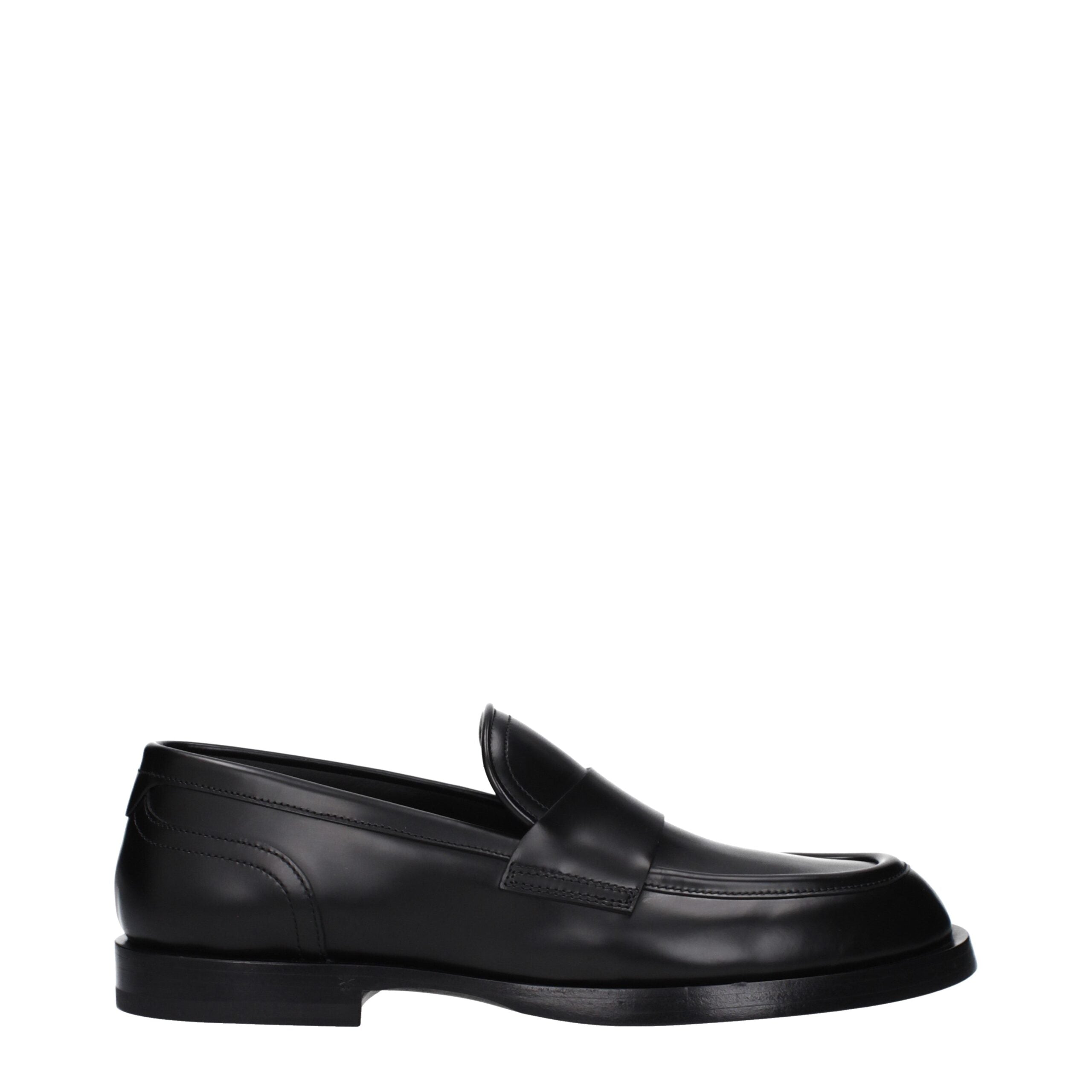 Black Leather Slip-On Loafers mens luxury fashion - Mens Edit
