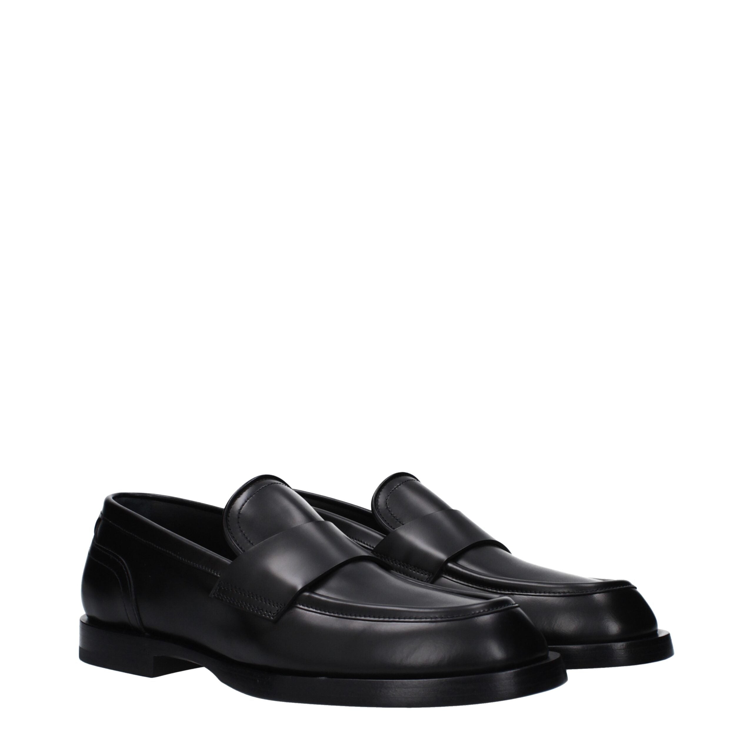Dolce & Gabbana Δερμάτινα Slip-On Loafers σε Μαύρο