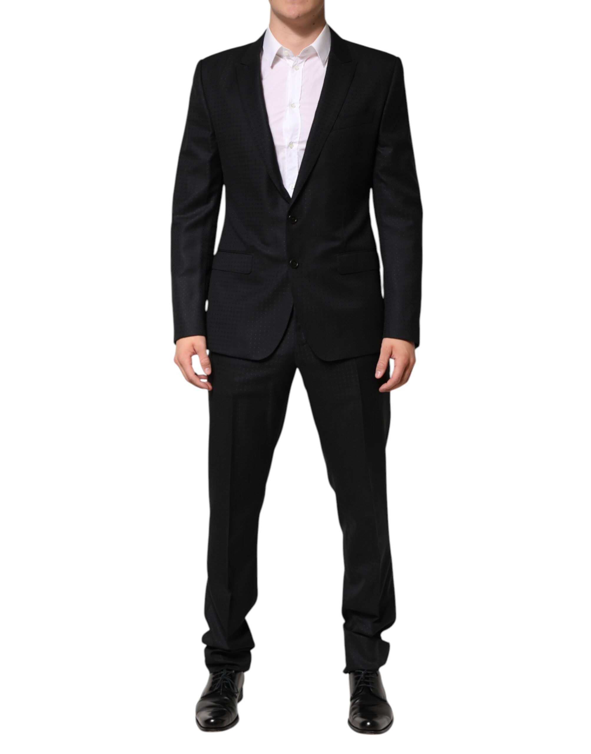 Black Jacquard Single Breasted 2 Piece Suit mens luxury fashion - Mens Edit