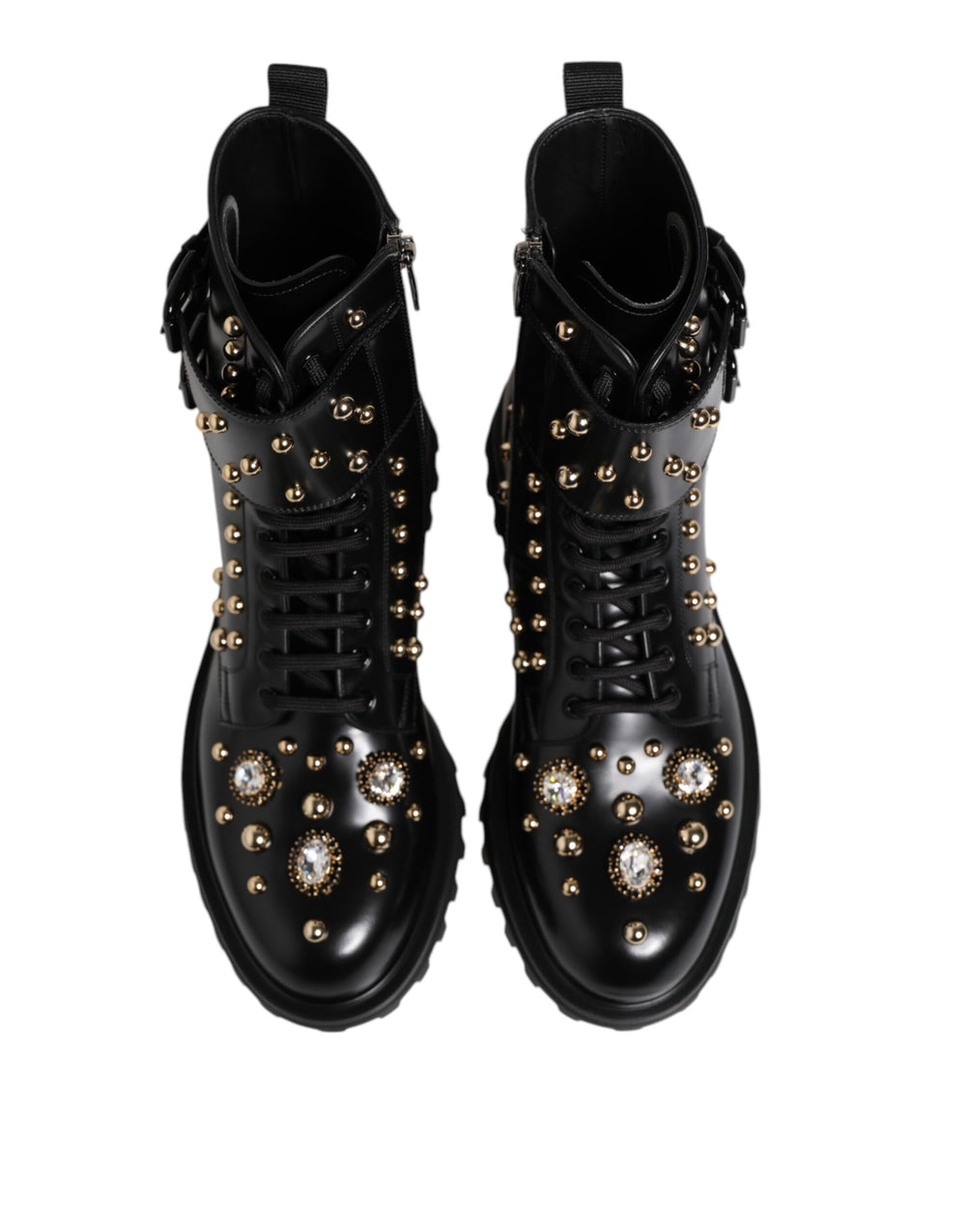 Dolce & Gabbana Studded Calf Leather Mid-Calf Boots in Black