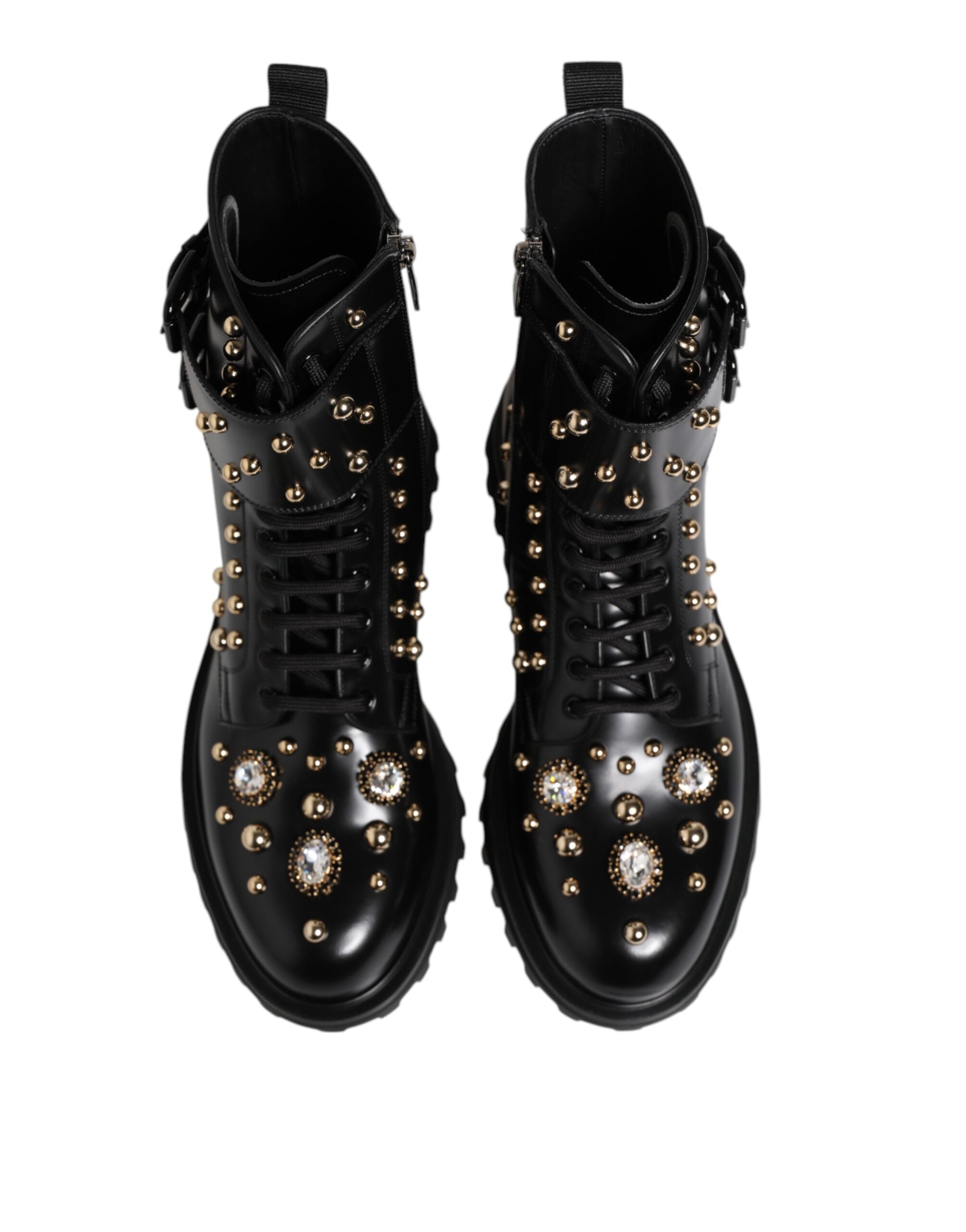 Dolce & Gabbana Μποτάκια από δέρμα μοσχαριού με καρφιά σε Μαύρο