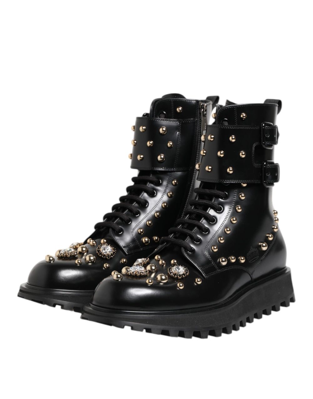 Dolce & Gabbana Studded Calf Leather Mid-Calf Boots in Black