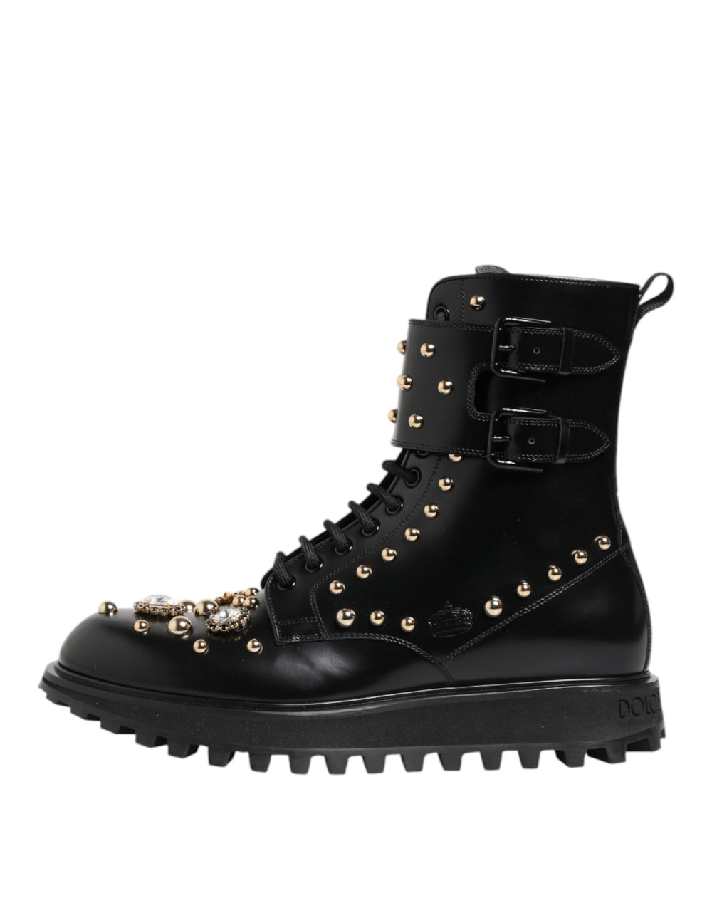 Dolce & Gabbana Studded Calf Leather Mid-Calf Boots in Black