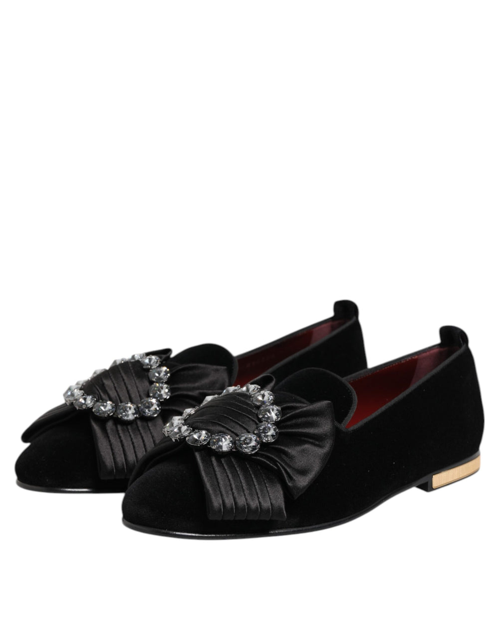 Dolce & Gabbana VATICANO Velvet Slip-On Loafers in Black