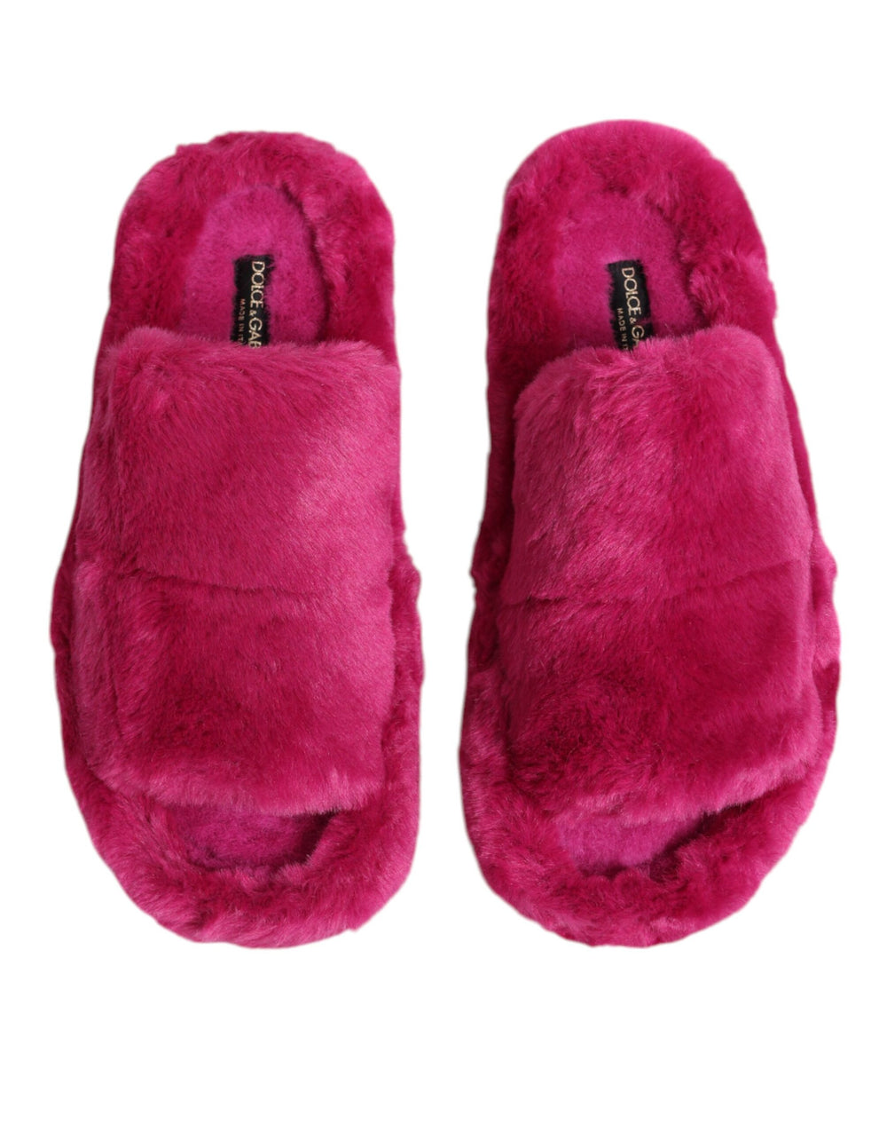 Dolce & Gabbana Acrylic Faux Fur Slides in Pink