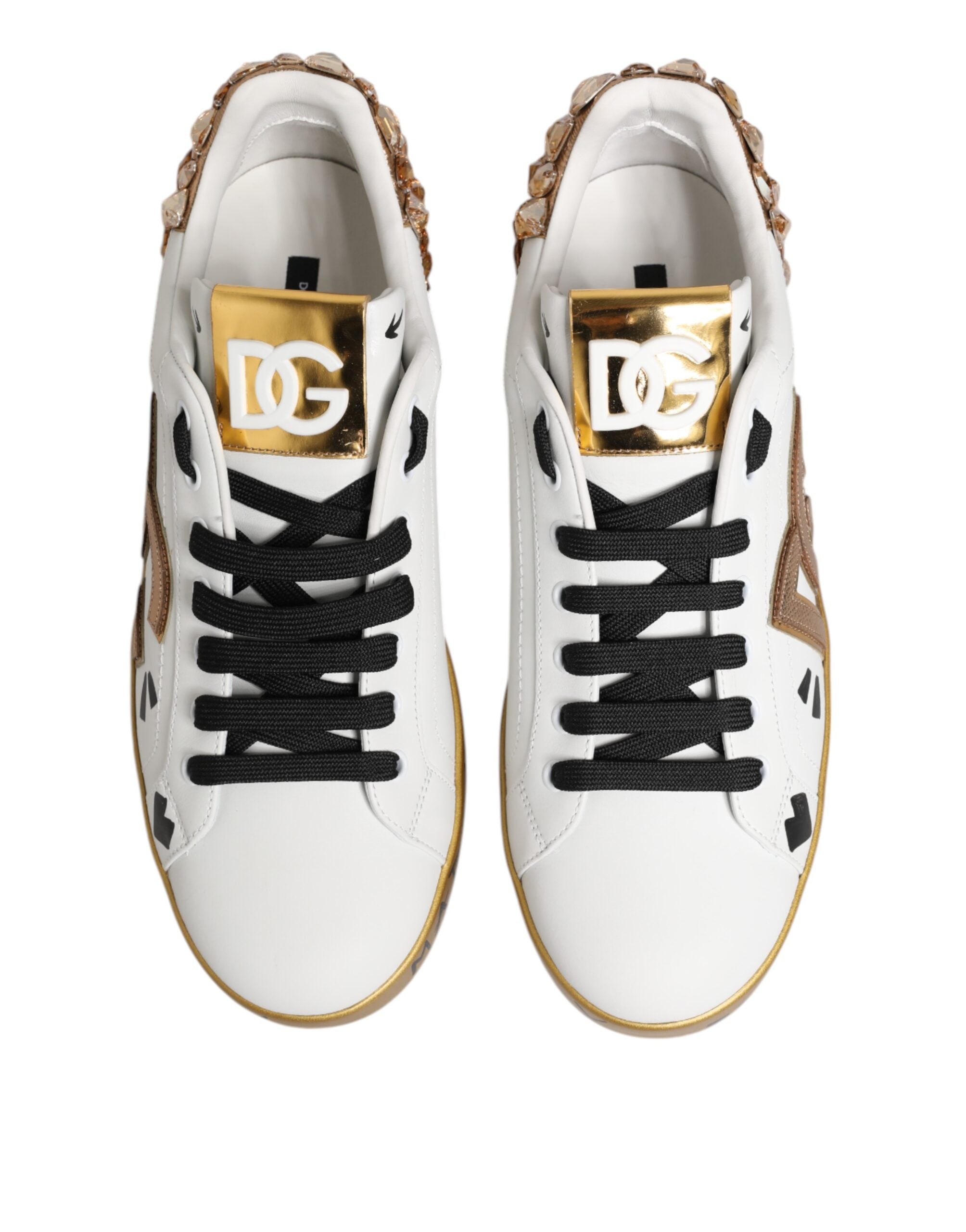 Dolce & Gabbana Sneakers Portofino από δέρμα μοσχαριού σε Λευκό και Χρυσό