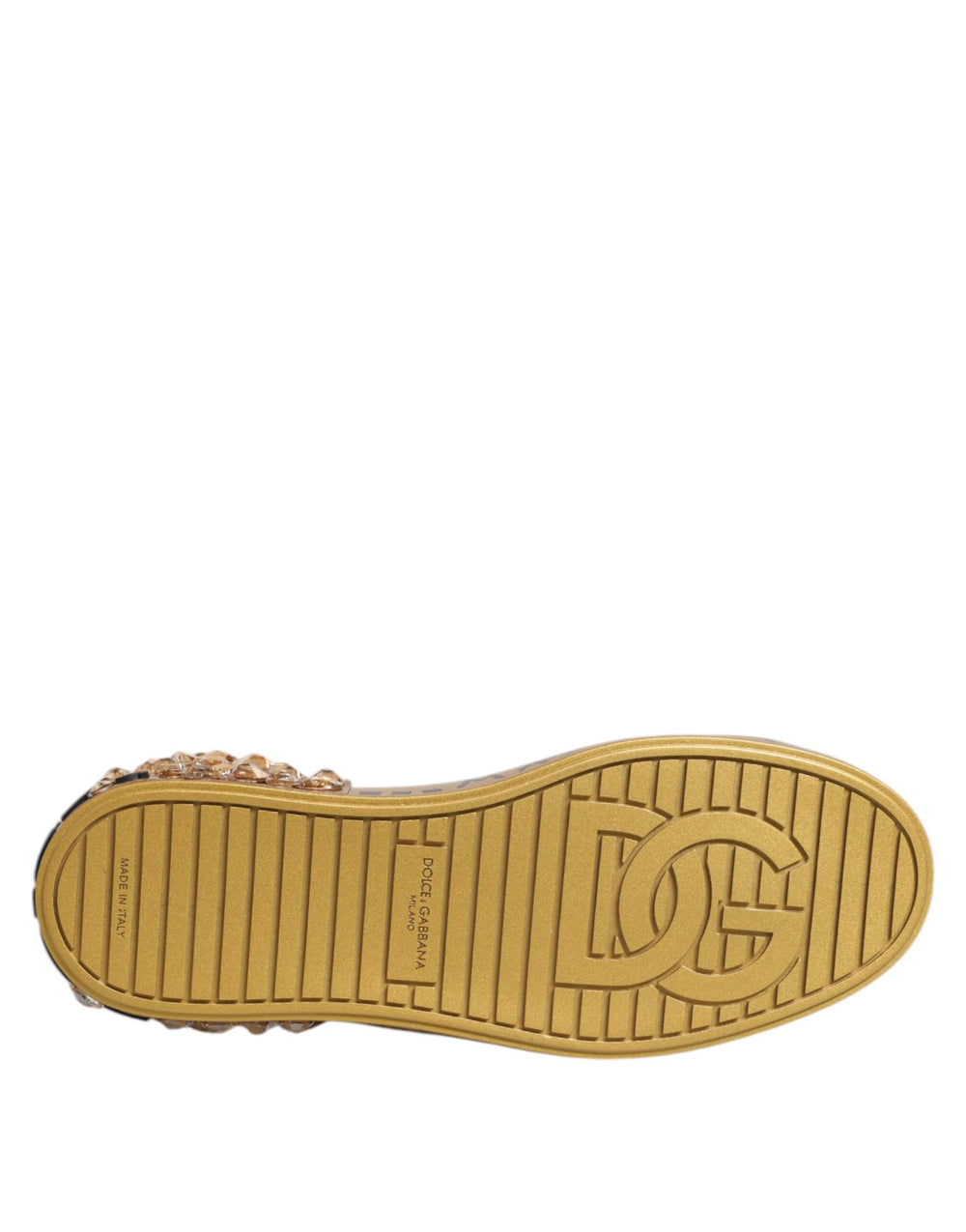 Dolce & Gabbana Calfskin Leather Portofino Sneakers in White and Gold