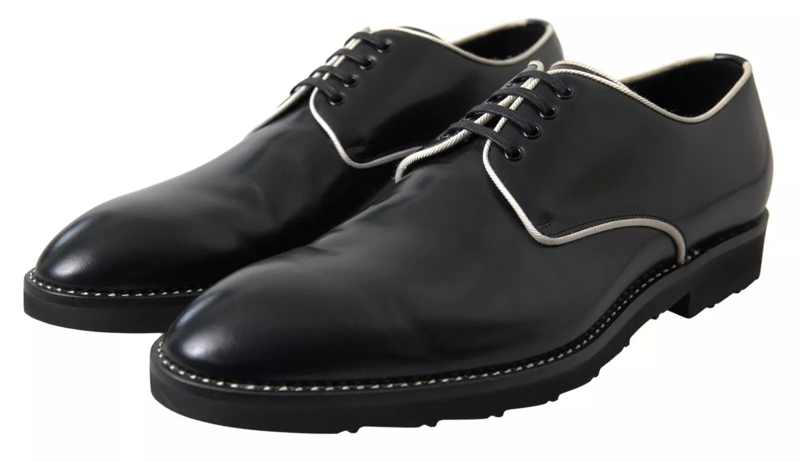 Dolce & Gabbana Δερμάτινα Formal Dress Shoes σε Μαύρο και Λευκό