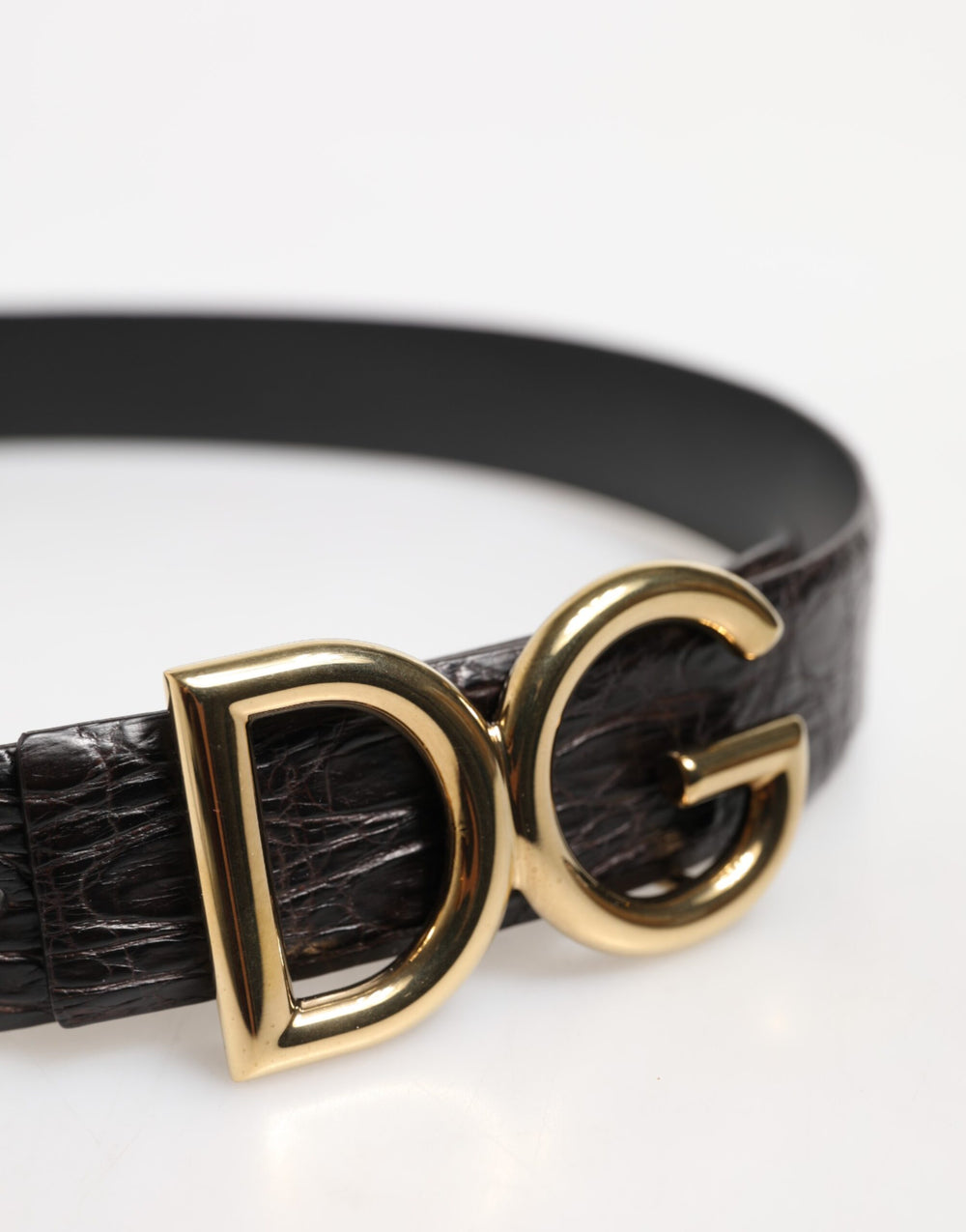 Dolce & Gabbana Caiman Leather Belt in Black