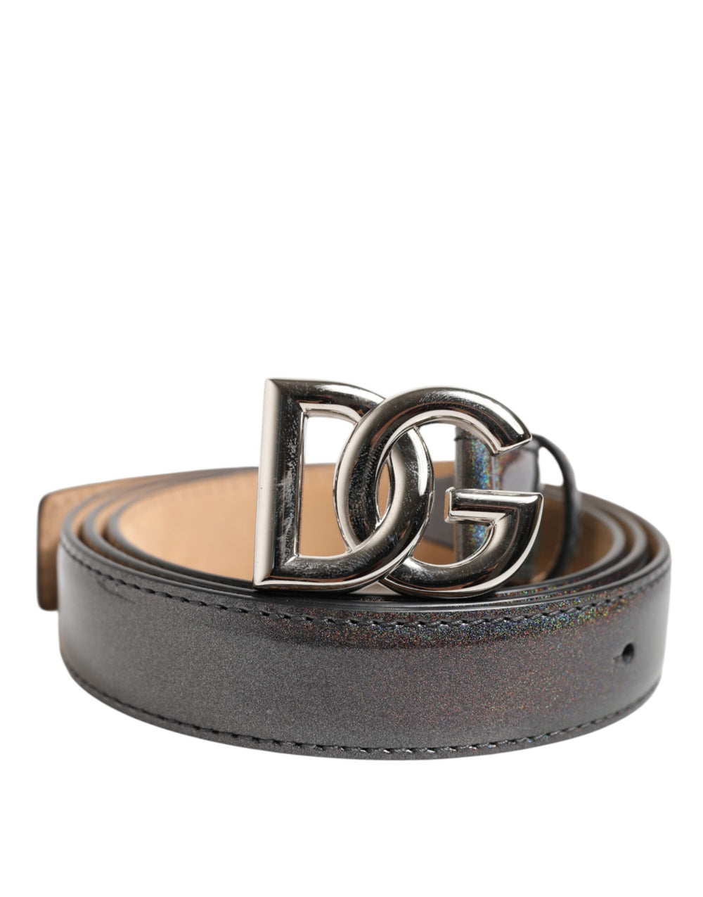 Metallic Leather Silver Tone Logo Buckle Belt mens luxury fashion - Mens Edit