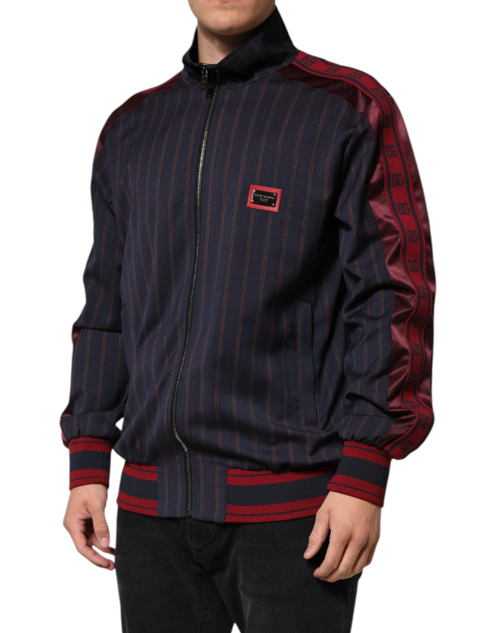 Dolce & Gabbana Virgin Wool Zip Jacket in Blue and Red