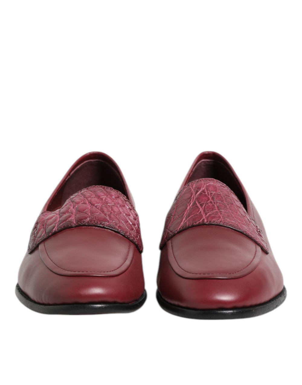 Dolce & Gabbana Calfskin Leather Slip-On Loafers in Burgundy