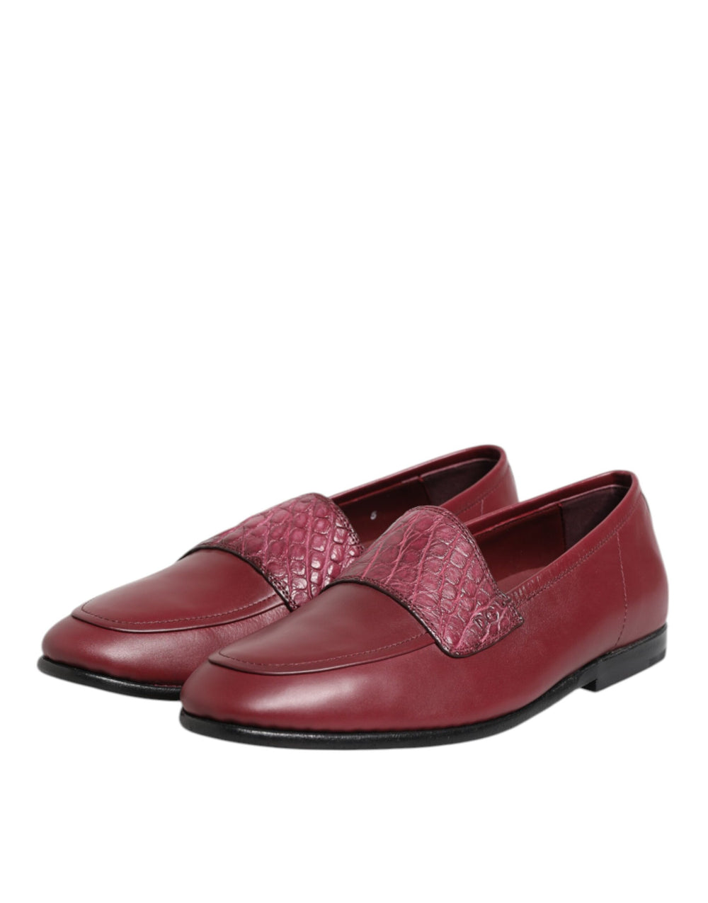 Dolce & Gabbana Calfskin Leather Slip-On Loafers in Burgundy