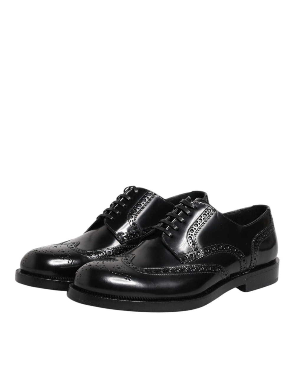 Dolce & Gabbana Calfskin Leather Derby Wingtip Shoes in Black