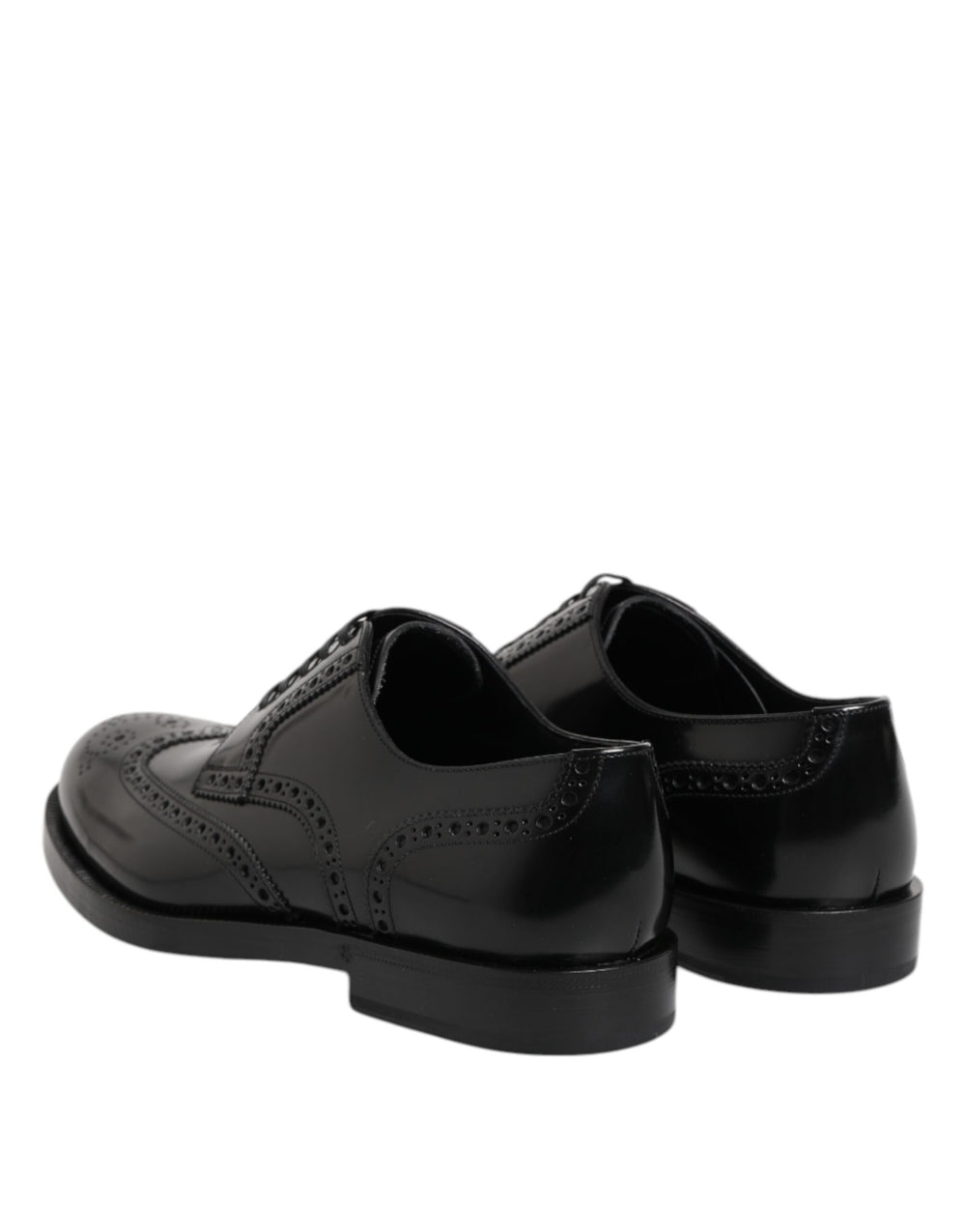 Dolce & Gabbana Calfskin Leather Derby Wingtip Shoes in Black