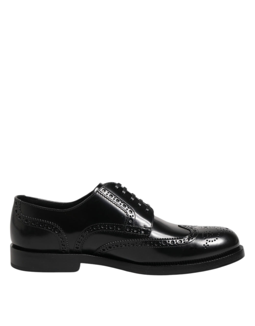 Dolce & Gabbana Calfskin Leather Derby Wingtip Shoes in Black
