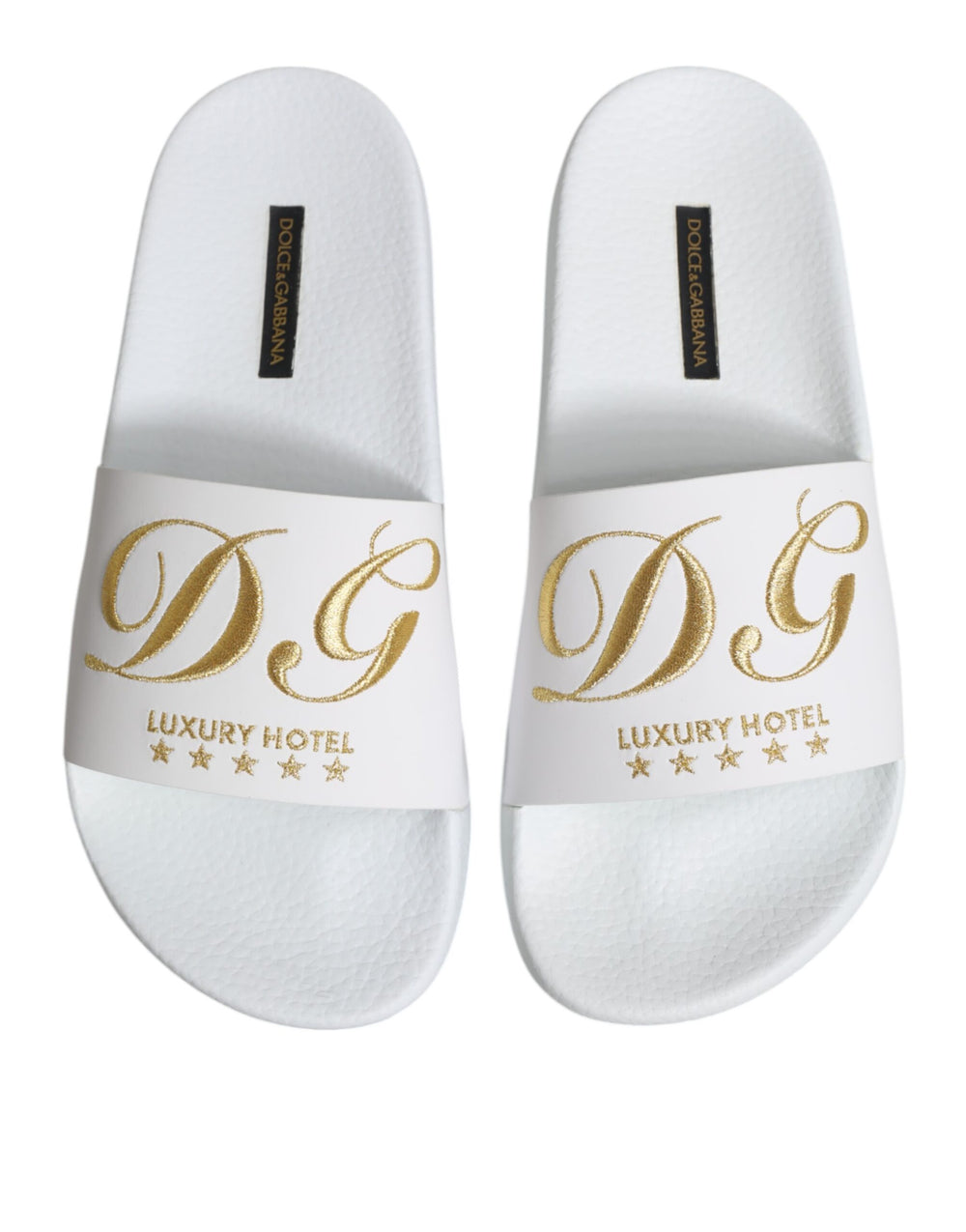 Dolce & Gabbana Calfskin Leather Slides in White