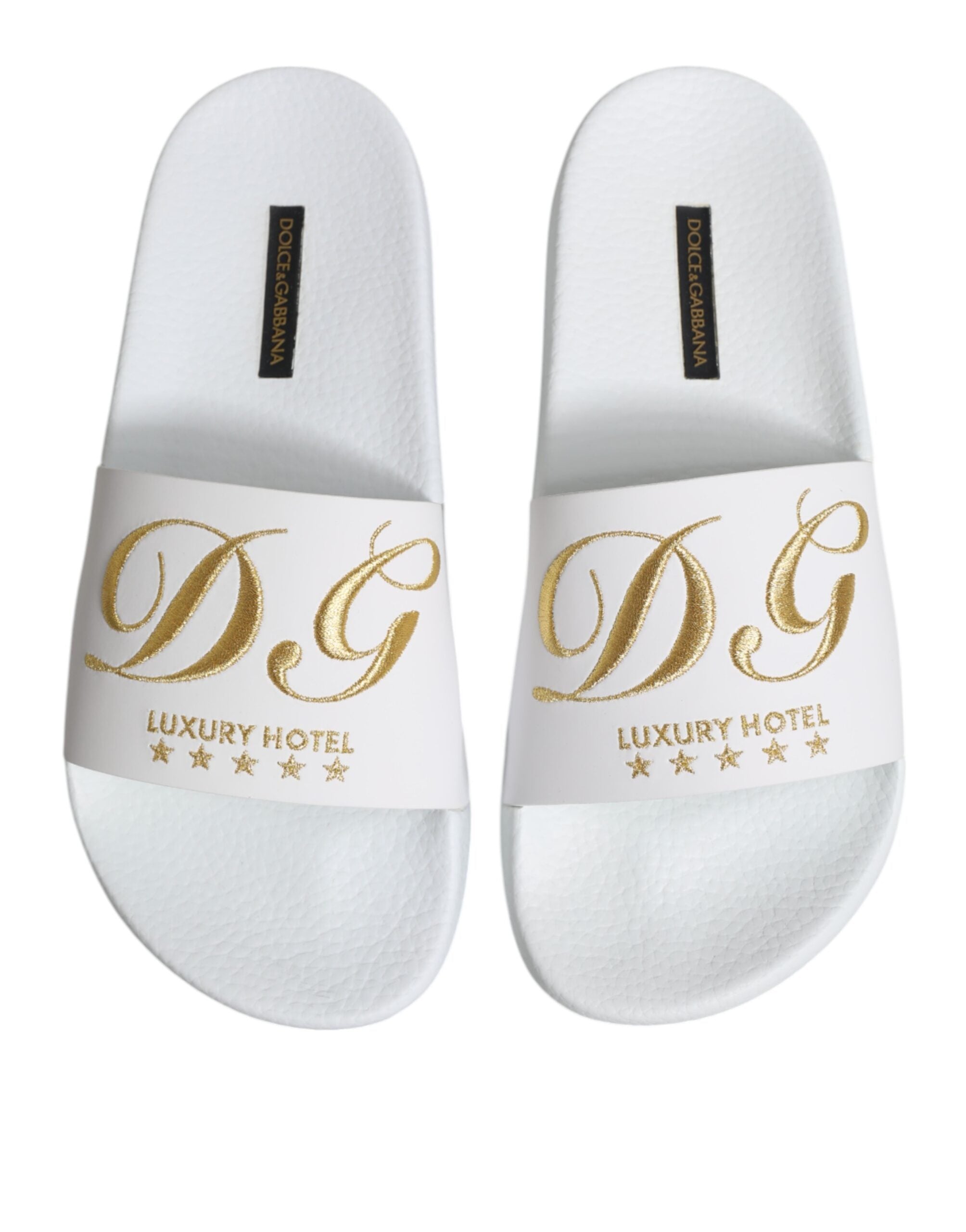 Dolce & Gabbana Slides από δέρμα μοσχαριού σε Λευκό