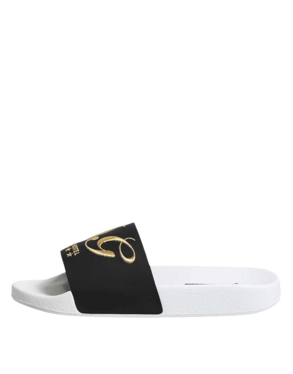 Dolce & Gabbana Calfskin Leather Slides in White and Black