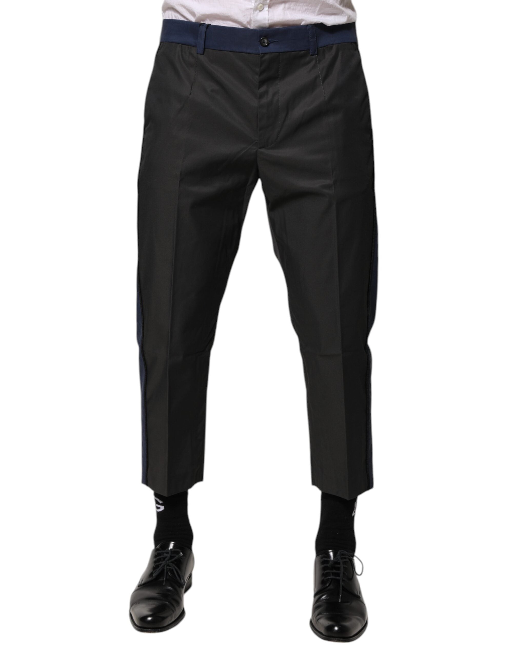 Gray Blue Cotton 3/4 Chinos Crop Trouser Pants mens luxury fashion - Mens Edit