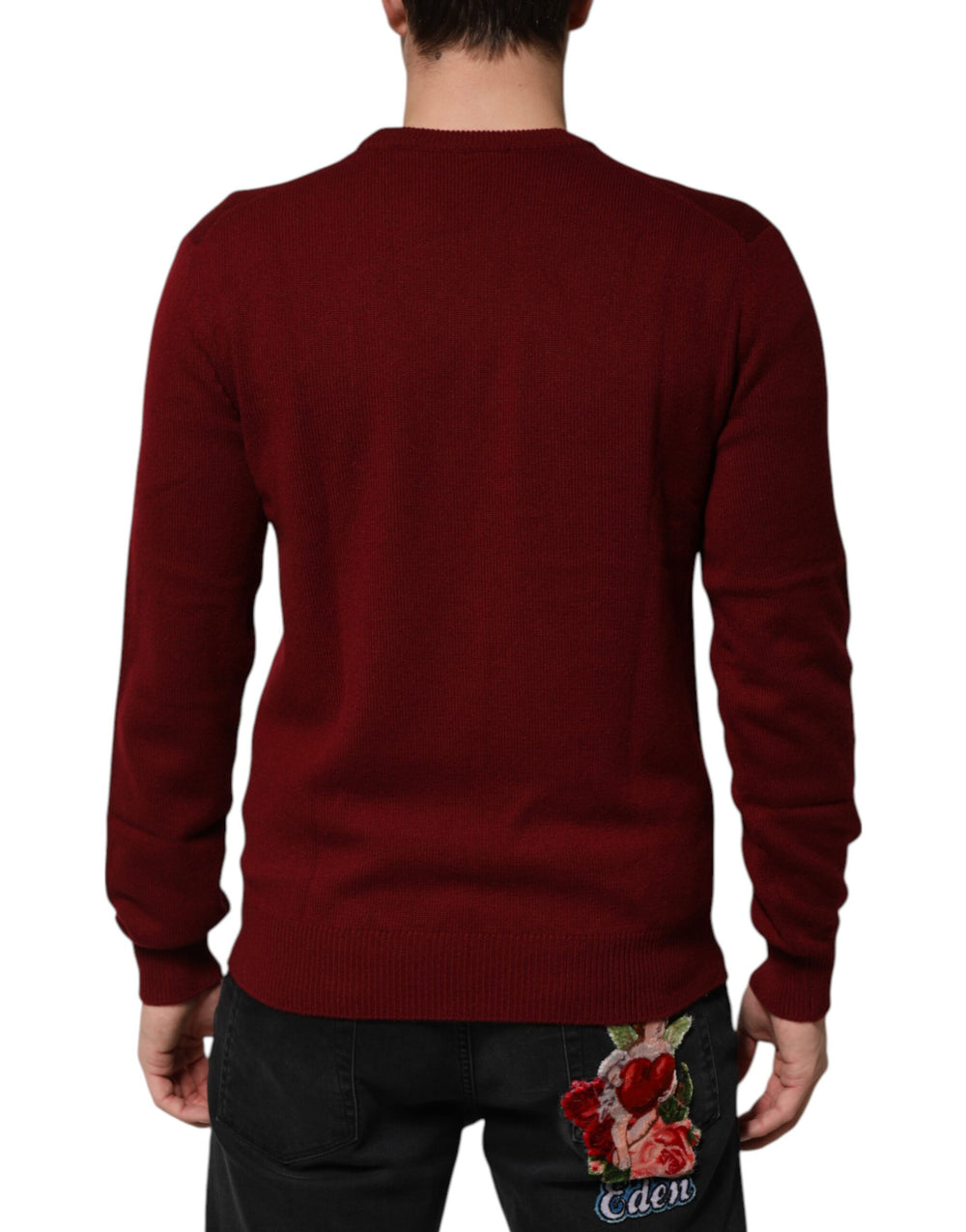 Dolce & Gabbana 100% Cashmere Crew Neck Sweater in Burgundy