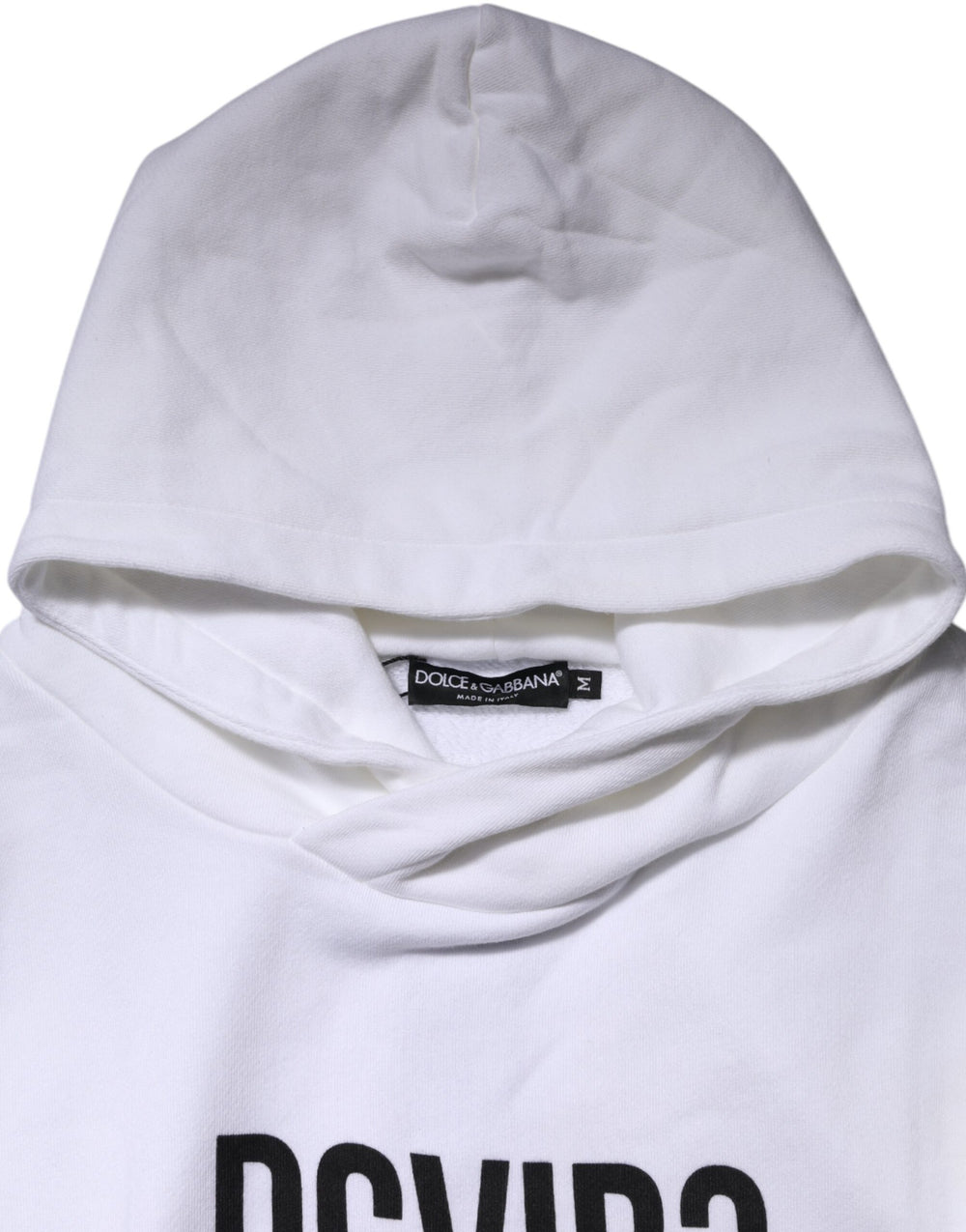 Dolce & Gabbana 100% Cotton Hooded Sweatshirt in White