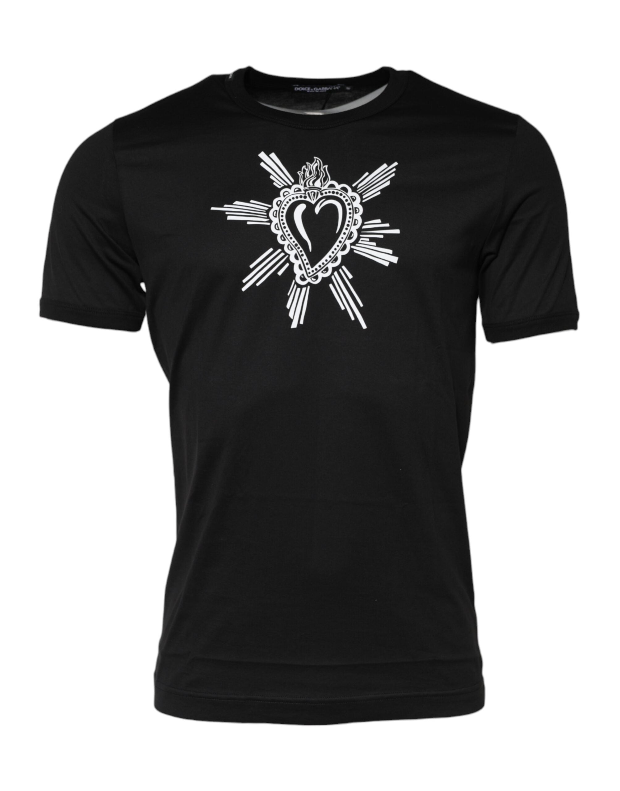 Dolce & Gabbana Βαμβακερό T-Shirt με Στρογγυλή Λαιμόκοψη σε Μαύρο