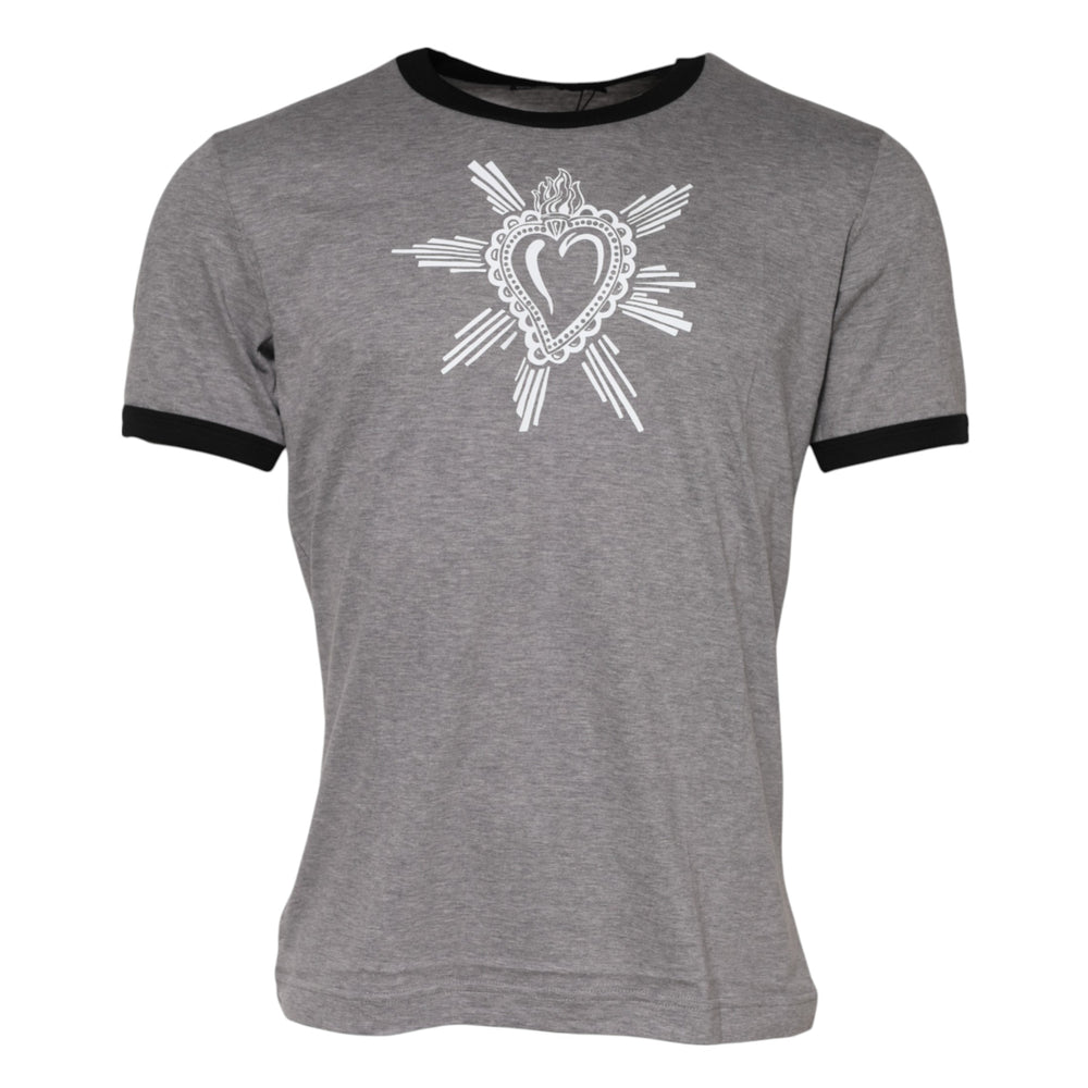 Dolce & Gabbana Sacred Heart Cotton T-shirt in Grey