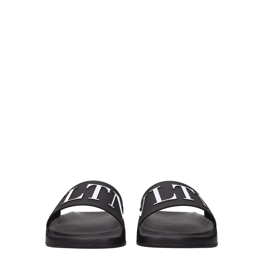Valentino Garavani Cotton Open-Toe Slippers in Black