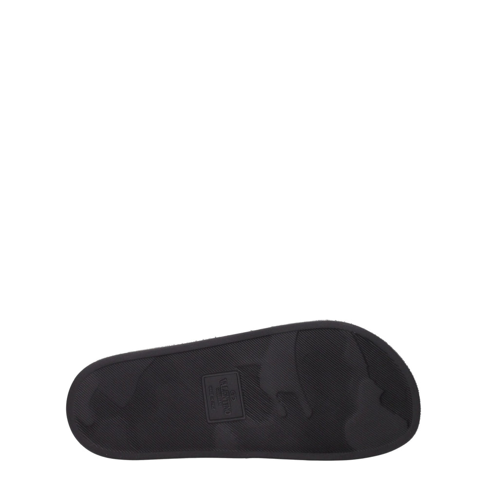 Valentino Garavani Cotton Open-Toe Slippers in Black