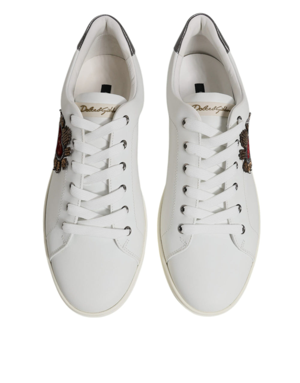 Dolce & Gabbana Calf Leather Low Top Sneakers in White