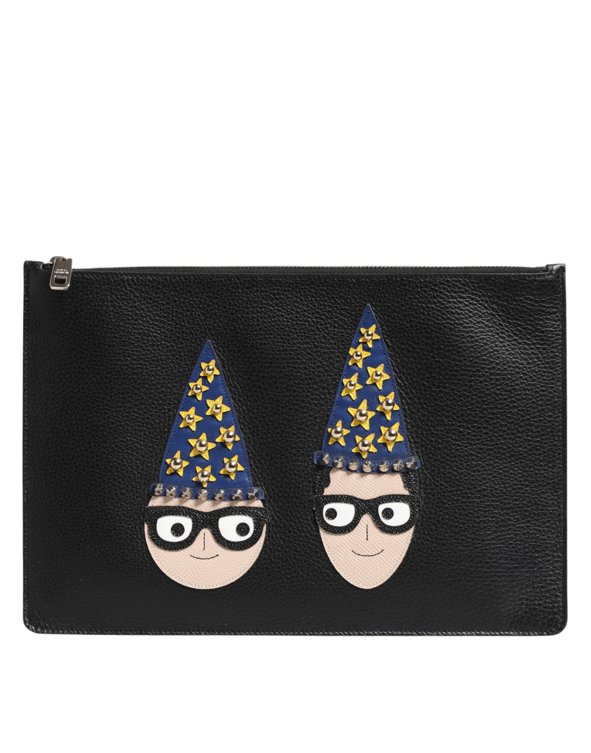 Black Leather #DGFAMILY Embellished Men Clutch Pouch Bag mens luxury fashion - Mens Edit