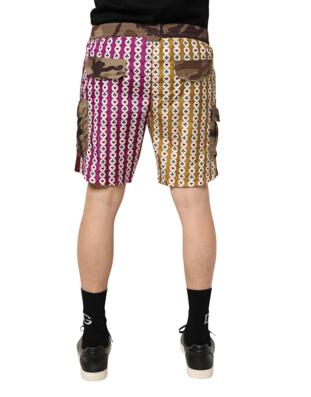 Dolce & Gabbana Multicolor Playing Card Camouflage Swim Shorts