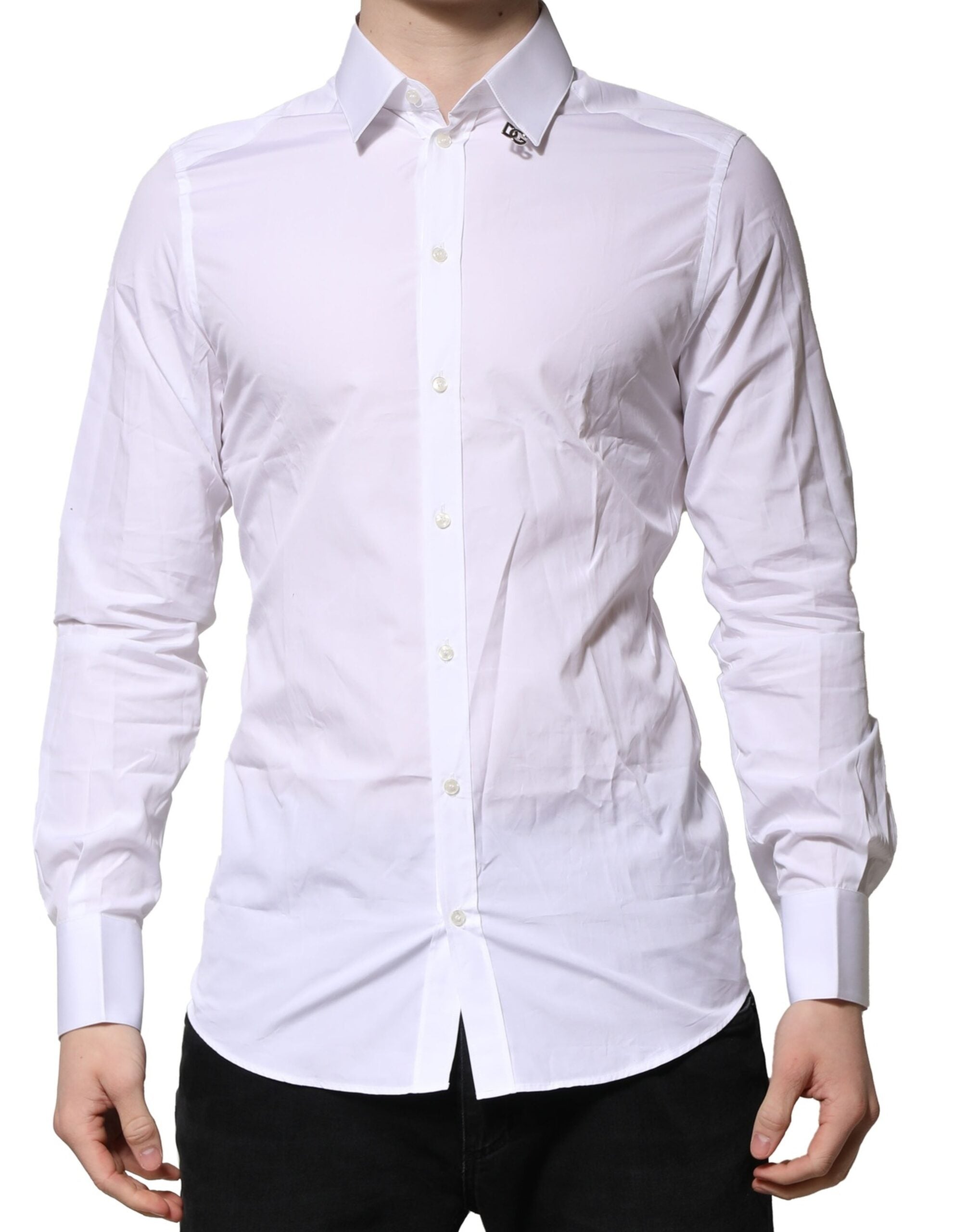 White Cotton GOLD Long Sleeves Formal Shirt mens luxury fashion - Mens Edit