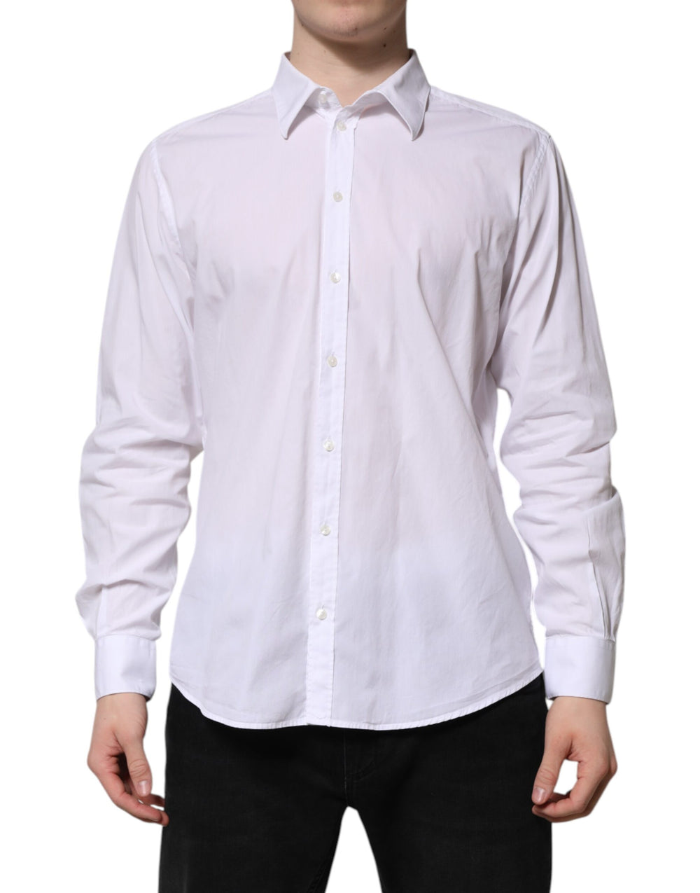 Dolce & Gabbana 100% Cotton Long-Sleeve Shirt in White