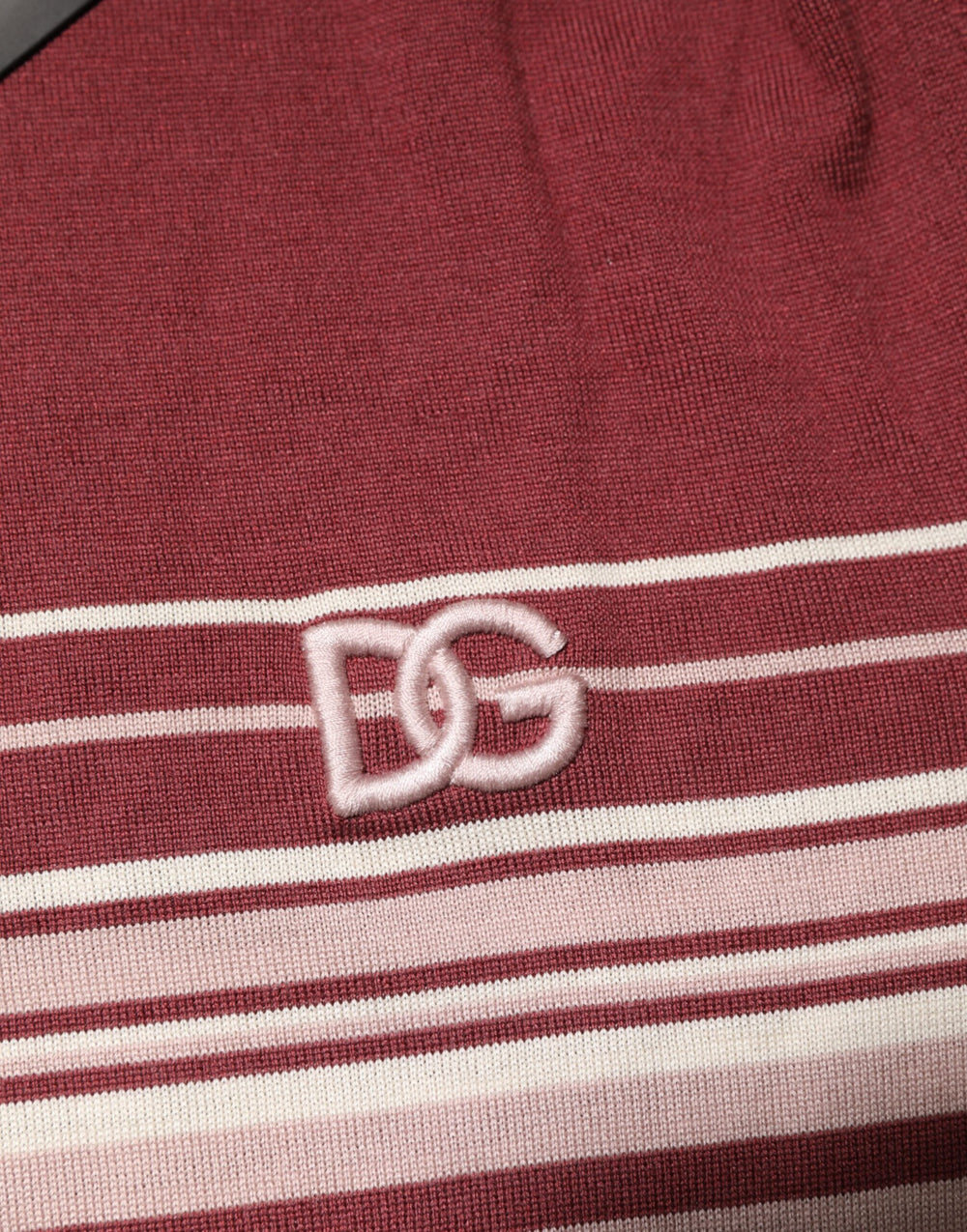 Dolce & Gabbana Cotton-Silk Burgundy Striped Polo Shirt