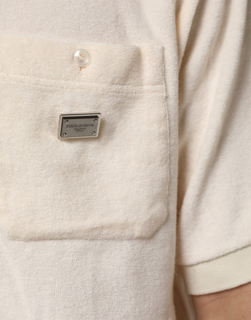 Dolce & Gabbana Cotton Terry Polo Shirt in Ivory
