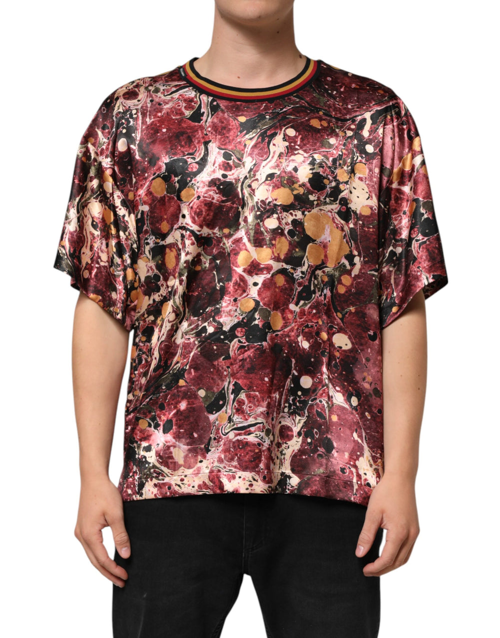 Dolce & Gabbana Marble Print Oversized T-shirt in Multicolor