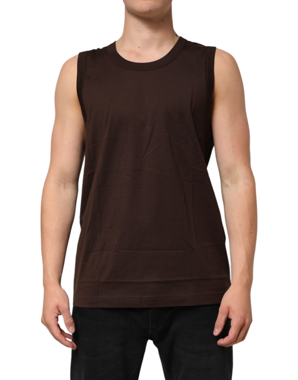 Brown Cotton Sleeveless Underwear Men Tank Top mens luxury fashion - Mens Edit