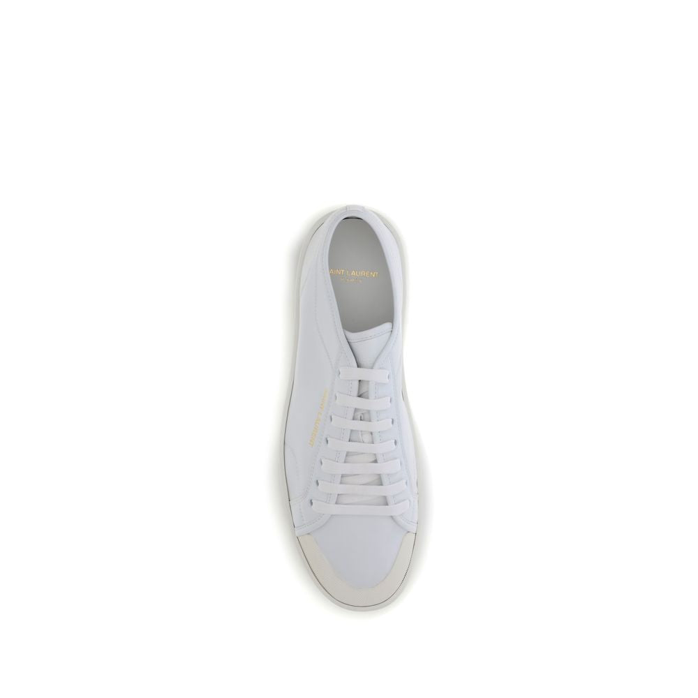 Saint Laurent Calf Leather Low-Top Sneakers in White