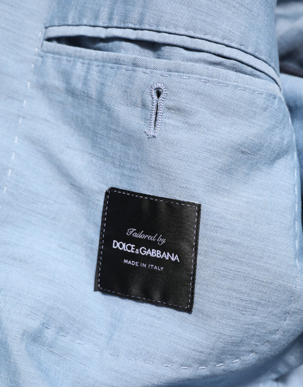 Dolce & Gabbana Linen Double-Breasted Blazer in Light Blue