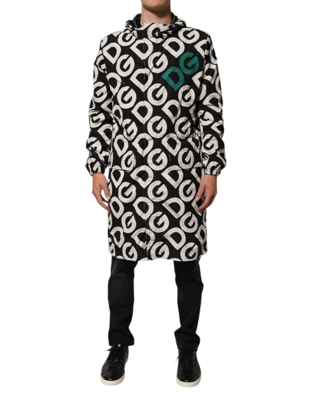 Dolce & Gabbana 100% Polyester Hooded Jacket in Black and White