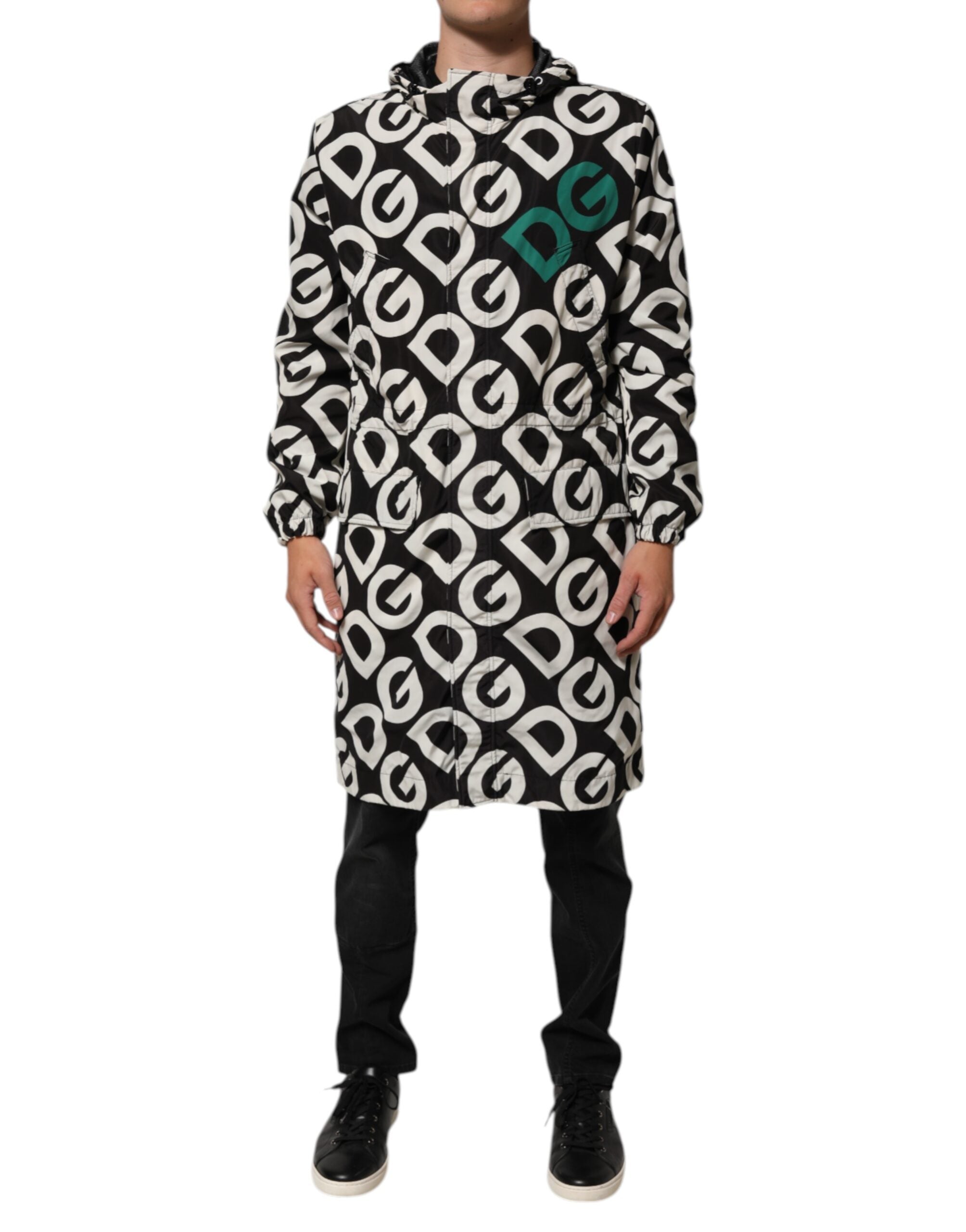 Dolce & Gabbana Jacket με κουκούλα από 100% πολυεστέρα σε Μαύρο και Λευκό