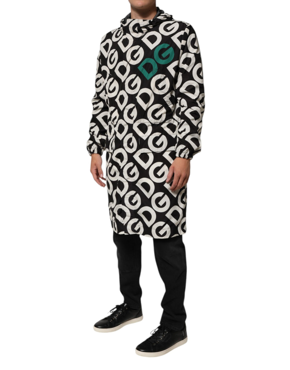Dolce & Gabbana 100% Polyester Hooded Jacket in Black and White