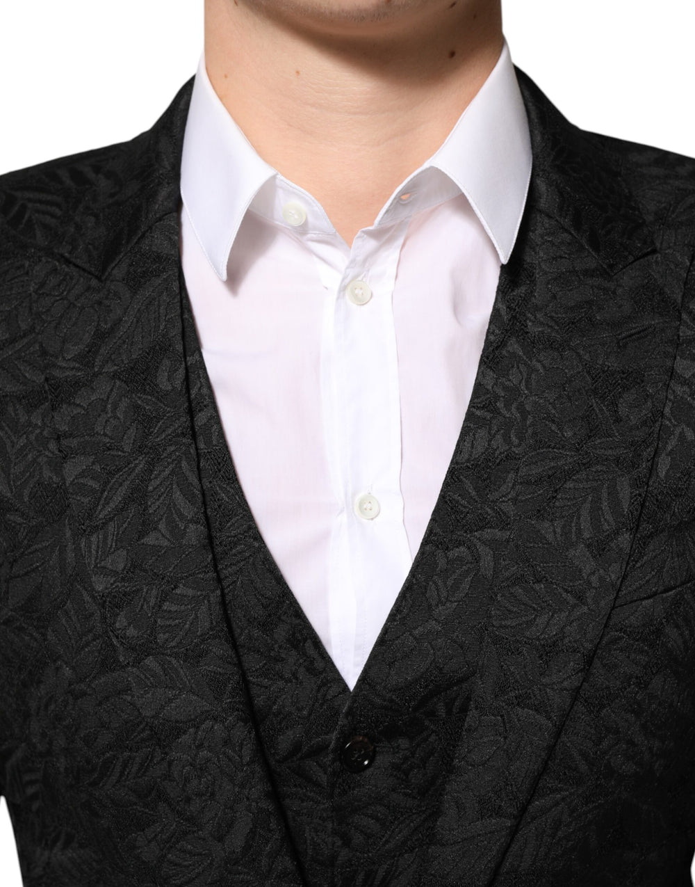 Dolce & Gabbana Three-Piece Brocade Jacquard Suit in Black