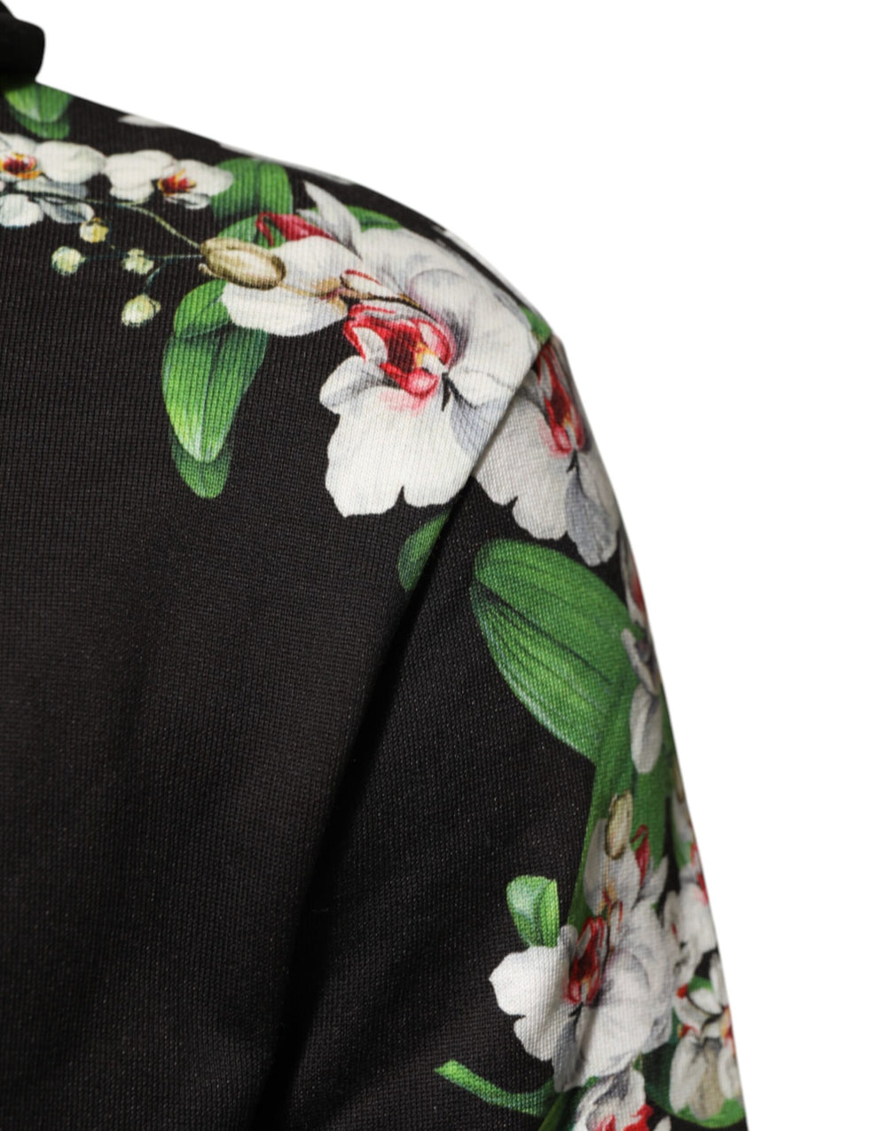 Dolce & Gabbana 100% Cotton Black Hoodie with Floral Print