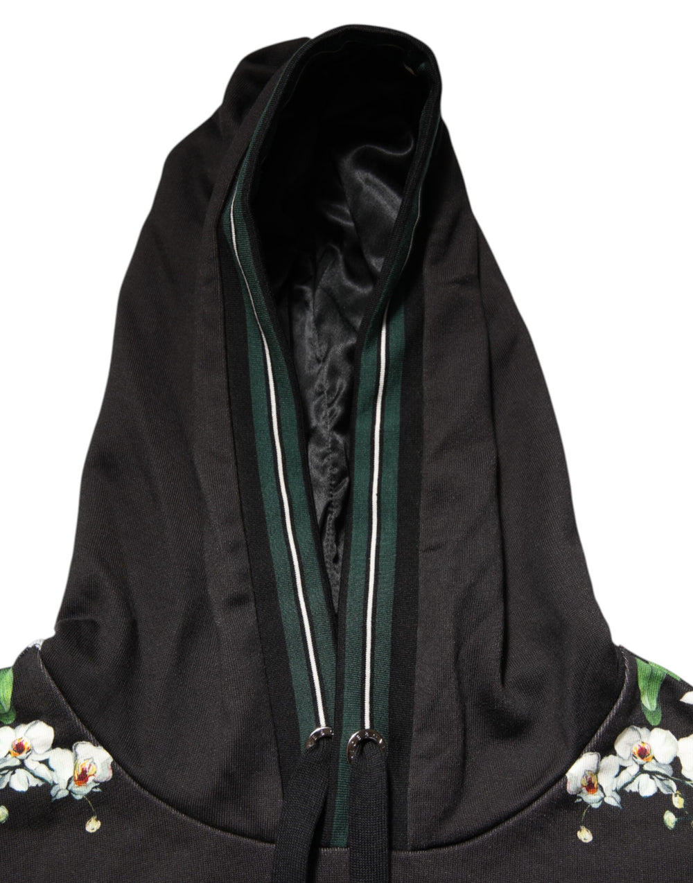 Dolce & Gabbana 100% Cotton Black Hoodie with Floral Print