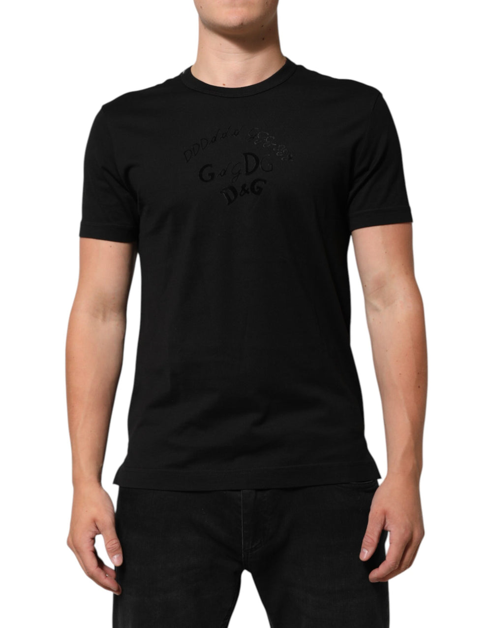 Black Cotton Velvet Logo Print Men T-shirt mens luxury fashion - Mens Edit