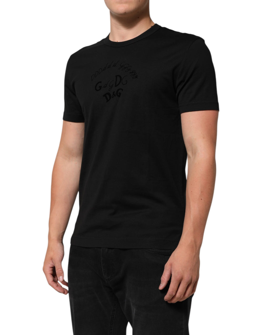 Dolce & Gabbana Cotton Velvet-Print T-Shirt in Black
