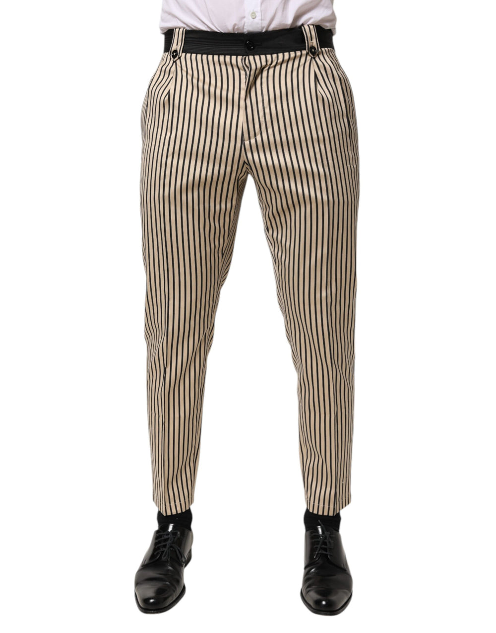 Dolce & Gabbana Βαμβακερό Παντελόνι slim fit με Ρίγες σε Μπεζ
